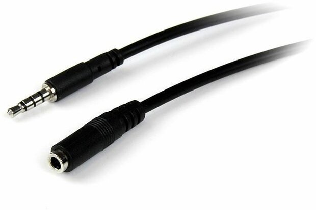 3,5 mm 4 TRRS Headset verlengkabel M/F (4 posities, 2 meter, zwart)