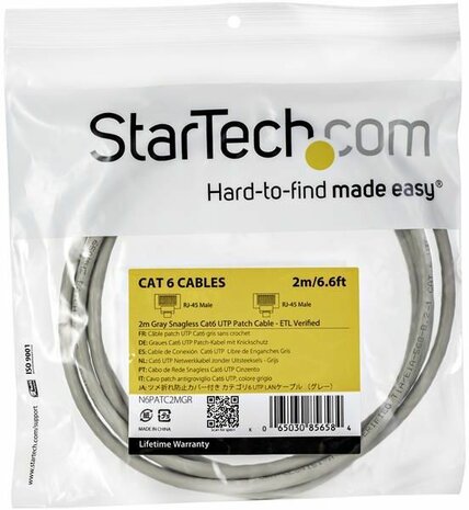 Gigabit Snagless RJ45 UTP Cat6 Patchkabel (2 meter, grijs)