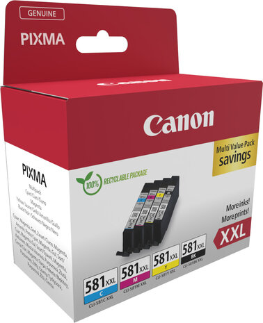 CLI-581XXL inkjetcartridges multipack (zwart, cyaan, magenta en geel, 4-pack)