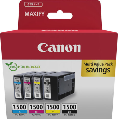 PGI-1500 inkjetcartridges multipack (zwart, cyaan, magenta en geel)