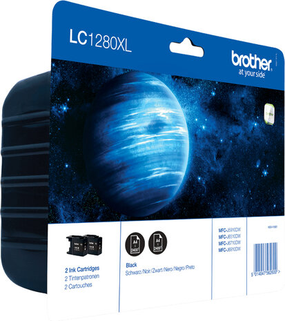 LC1280XLBK inkjetcartridges zwart (2400 afdrukken, 2-pack)