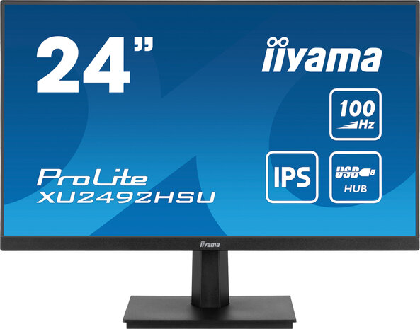 ProLite XU2492HSU-B6 LED 24&quot;, 1920 x 1080 Full HD, 100 Hz, IPS, 1300:1, 0,4 ms, HDMI, DisplayPort, speakers, mat zwart