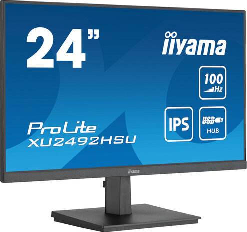 ProLite XU2492HSU-B6 LED 24&quot;, 1920 x 1080 Full HD, 100 Hz, IPS, 1300:1, 0,4 ms, HDMI, DisplayPort, speakers, mat zwart