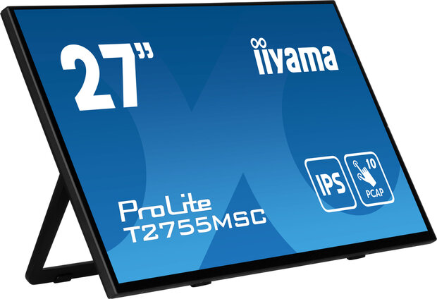 ProLite T2755MSC-B1 LED 27&quot;, touchscreen, 1920 x 1080 Full HD, 60 Hz, IPS, 1000:1, 5 ms, HDMI, DisplayPort, speakers, mat zwart