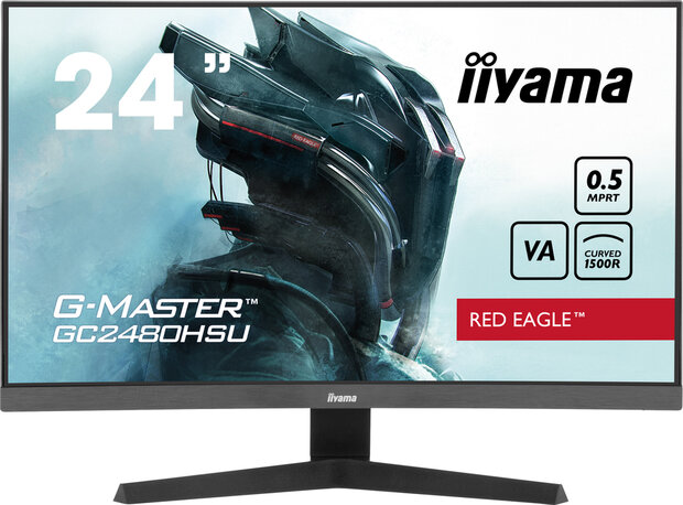 G-MASTER Red Eagle GC2480HSU-B1 LED gaming curved 24&quot;, 1920 x 1080 Full HD, 180 Hz, VA, 3000:1, 0,5 ms, 2 x HDMI, DisplayPort, speakers, mat zwart