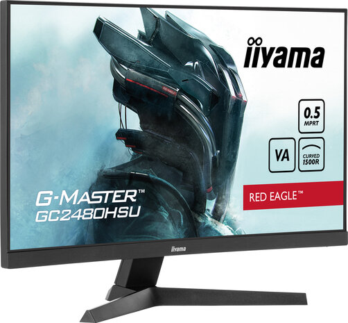 G-MASTER Red Eagle GC2480HSU-B1 LED gaming curved 24&quot;, 1920 x 1080 Full HD, 180 Hz, VA, 3000:1, 0,5 ms, 2 x HDMI, DisplayPort, speakers, mat zwart