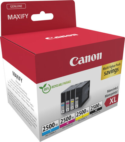 PGI-2500XL inkjetcartridges (zwart, cyaan, magenta en geel)