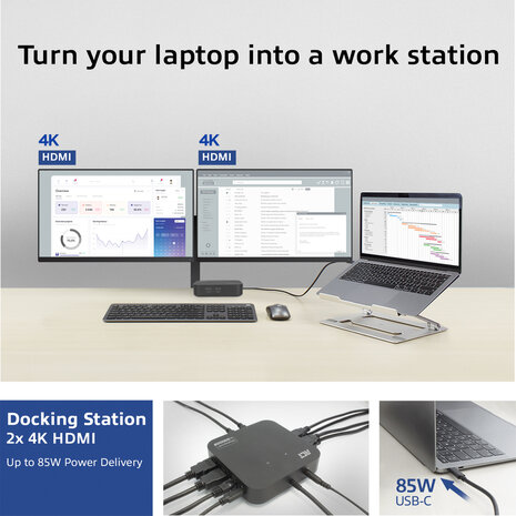 AC7150 Docking station (USB-C 3.2 Gen 2 naar 2 x HDMI en GBLAN)