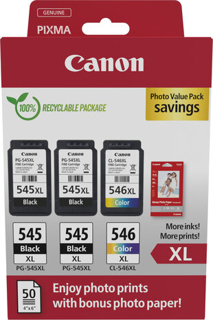 PG-545 XL/CL-546XL Photo Value Pack (zwart, kleur, papier)