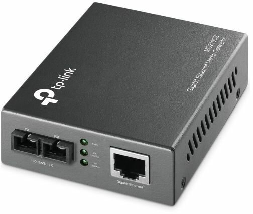 MC210CS Media converter (1000Base-FX, 1000Base-T, RJ-45, SC single mode, extern, tot 15 km, 1310 nm)