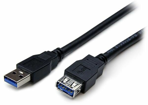 SuperSpeed USB 3.0 verlengkabel A-A M/F (2 meter, zwart)