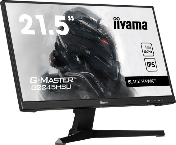 G-MASTER Black Hawk G2245HSU-B2 LED 22&quot;, 1920 x 1080 Full HD, 100 Hz, IPS, 1000:1, 1 ms, HDMI, DisplayPort, speakers, mat zwart