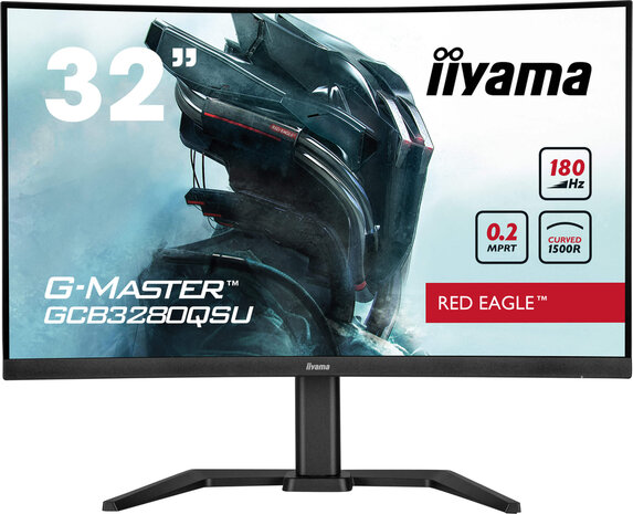 G-MASTER Red Eagle GCB3280QSU-B2 LED gaming curved 32&quot;, 2560 x 1440 WQHD, 180 Hz, VA, 3000:1, 0,2 ms, 2 x HDMI, DisplayPort, speakers, mat zwart