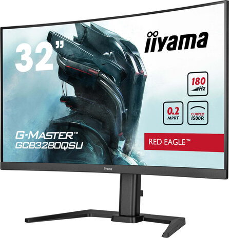 G-MASTER Red Eagle GCB3280QSU-B2 LED gaming curved 32&quot;, 2560 x 1440 WQHD, 180 Hz, VA, 3000:1, 0,2 ms, 2 x HDMI, DisplayPort, speakers, mat zwart