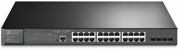 JetStream TL-SG3428MP Managed Switch (24 x 10/100/1000 PoE+ + 4 x Gigabit SFP, rrack-mountable, PoE+ 384 Watt)