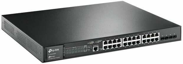 JetStream TL-SG3428MP Managed Switch (24 x 10/100/1000 PoE+ + 4 x Gigabit SFP, rrack-mountable, PoE+ 384 Watt)