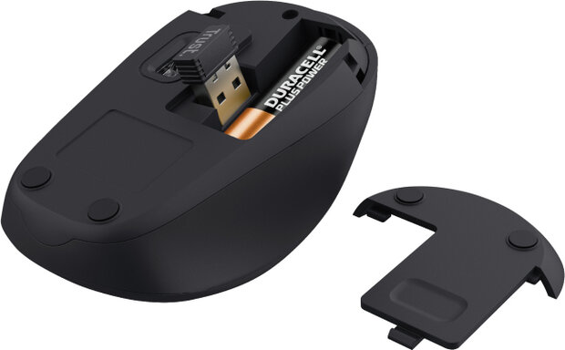 Yvi+ Wireless Mouse (1600 dpi, zwart)