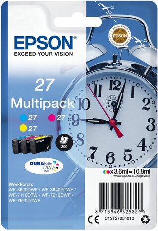 T2705 inkjetcartridges 27 multipack (cyaan, magenta en geel)