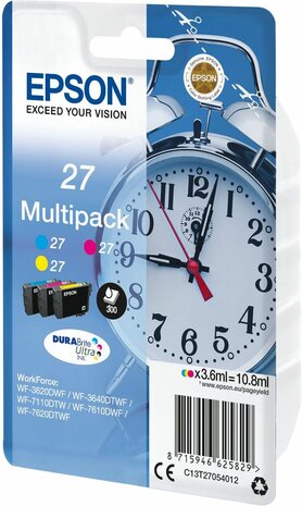 T2705 inkjetcartridges 27 multipack (cyaan, magenta en geel)