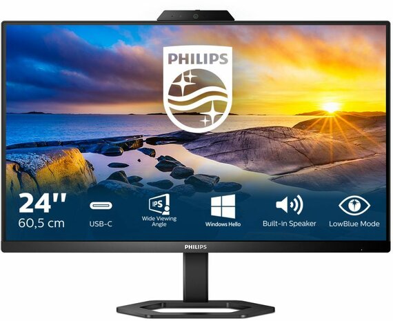 24E1N5300HE LED 24&quot;, 1920 x 1080 Full HD, IPS, 1000:1, 1 ms, HDMI, DisplayPort, USB-C, speakers, zwart