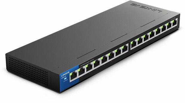 LGS116 Switch (unmanaged, 16 x 10/100/1000 poorten, desktop, wall-mountable)