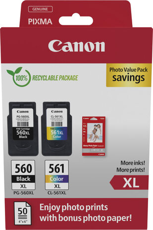 PG-560XL/CL-561XL Photo Valuepack (incl. 50 vellen A6 fotopapier)