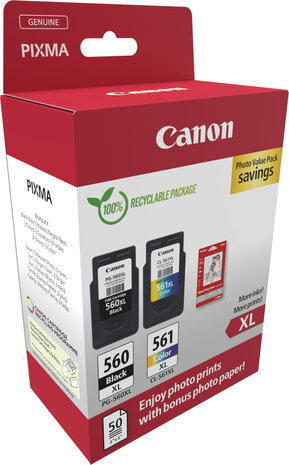 PG-560XL/CL-561XL Photo Valuepack (incl. 50 vellen A6 fotopapier)