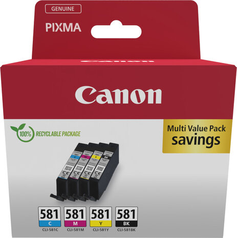 CLI-581 inkjetcartridges multipack (cyaan, magenta, geel en zwart)