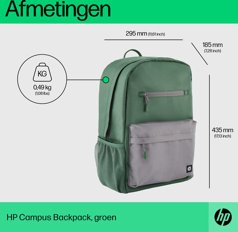 Campus Green Backpack (groen/grijs, 15,6&quot;)