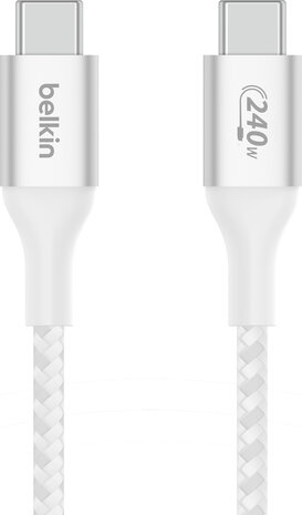 BoostCharge USB-C kabel M/M (1 m, tot 240 Watt power delivery support, wit)