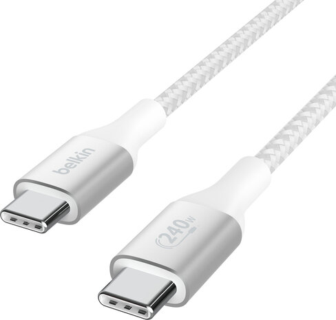 BoostCharge USB-C kabel M/M (1 m, tot 240 Watt power delivery support, wit)