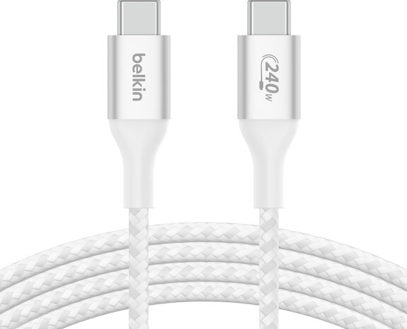 BoostCharge USB-C kabel M/M (1 m, tot 240 Watt power delivery support, wit)