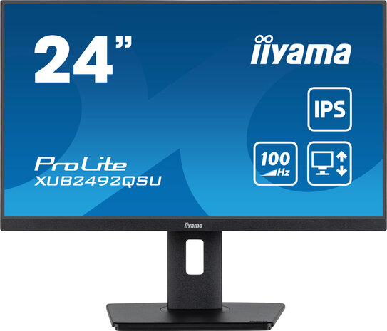 ProLite XUB2492QSU-B1 LED 24&quot;, 2560 x 1440 WQHD, 100 Hz, IPS, 1000:1, 0,5 ms, HDMI, DisplayPort, speakers, mat zwart