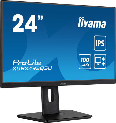 ProLite XUB2492QSU-B1 LED 24&quot;, 2560 x 1440 WQHD, 100 Hz, IPS, 1000:1, 0,5 ms, HDMI, DisplayPort, speakers, mat zwart