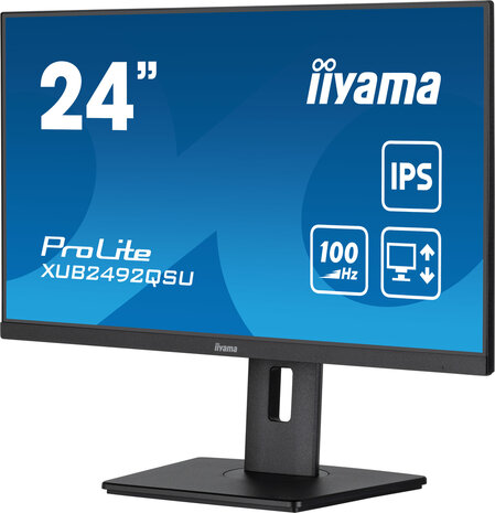 ProLite XUB2492QSU-B1 LED 24&quot;, 2560 x 1440 WQHD, 100 Hz, IPS, 1000:1, 0,5 ms, HDMI, DisplayPort, speakers, mat zwart