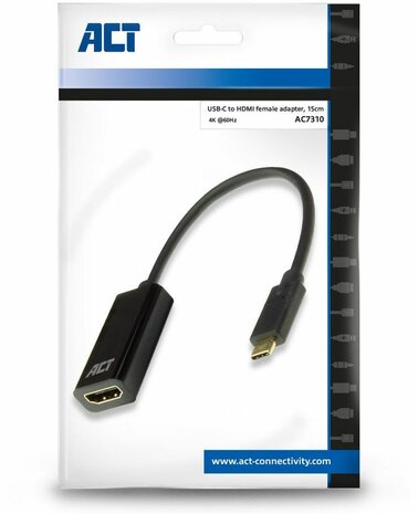 High Speed adapter : USB-C M naar HDMI F (15 cm, shielded, 4K 60 Hz 4096 x 2160 support, zwart)