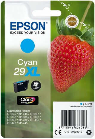 T2992 inkjetcartridge 29XL cyaan (450 afdrukken)