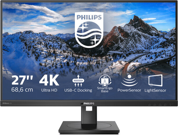 P-line 279P1 LED 27&quot;, 3840 x 2160 4K @ 60 Hz, IPS, 1000:1, 4 ms, 2 x HDMI, DisplayPort, USB-C, speakers, zwart