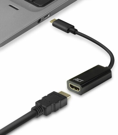 USB-C M naar HDMI F adapter (15 cm, zwart)