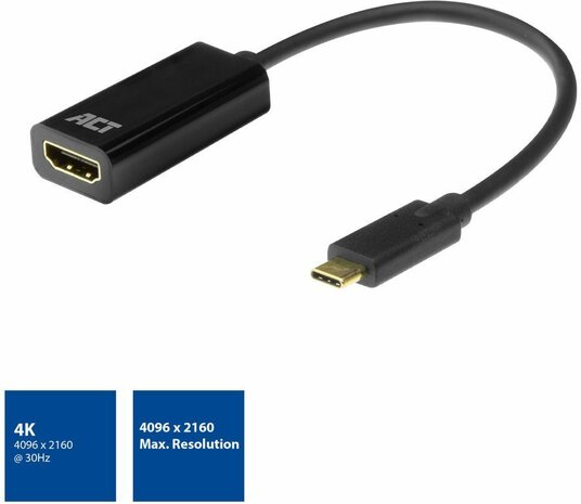 USB-C M naar HDMI F adapter (15 cm, zwart)