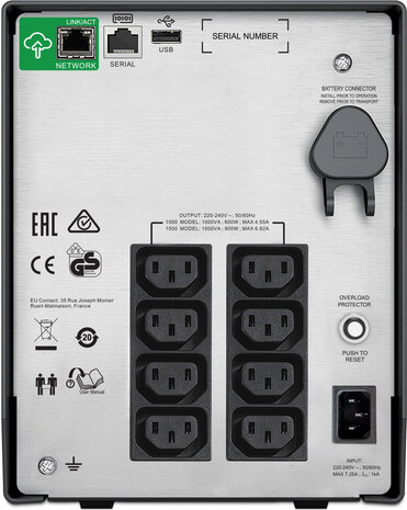 Smart-UPS SMC1000IC UPS, 600 Watt, 1000 VA, USB, 8  output connectors, zwart