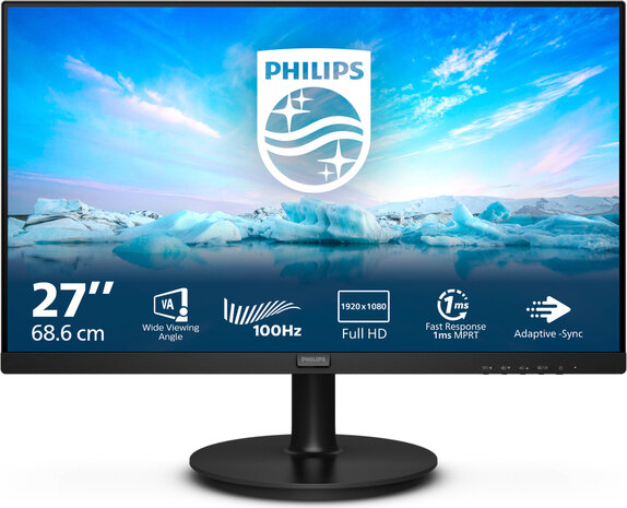 V-line 271V8LAB LED 27&quot;, 1920 x 1080 Full HD, 100 Hz, VA, 4000:1, 4 ms, HDMI, VGA, speakers, zwart