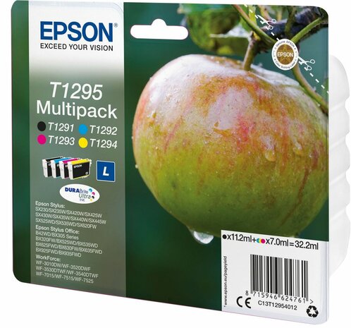 T1295 inkjetcartridges multipack (zwart, cyaan, magenta en geel)