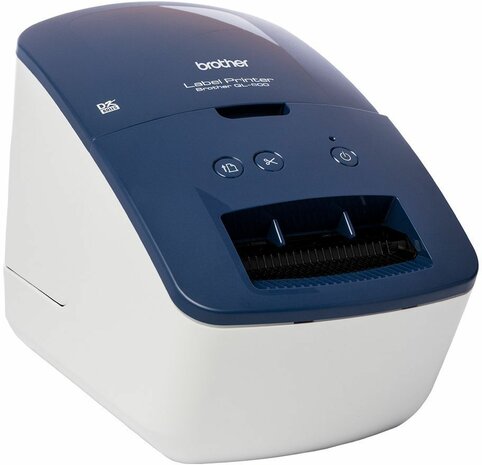 QL-600B Label printer (thermisch, rol 6,2 cm, 300 x 300 dpi, 71 mm/sec, blauw/wit)