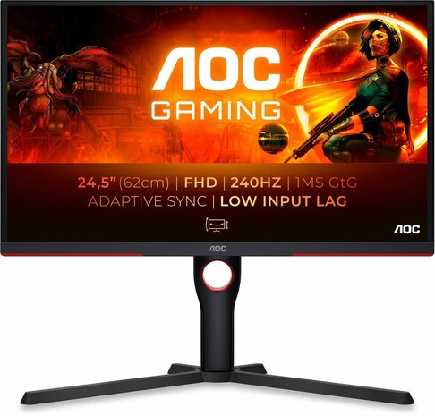 Gaming 25G3ZM/BK LED gaming 25&quot;, 1920 x 1080 Full HD, 240 Hz, 0,5 ms, 2 x HDMI, DisplayPort, zwart/rood