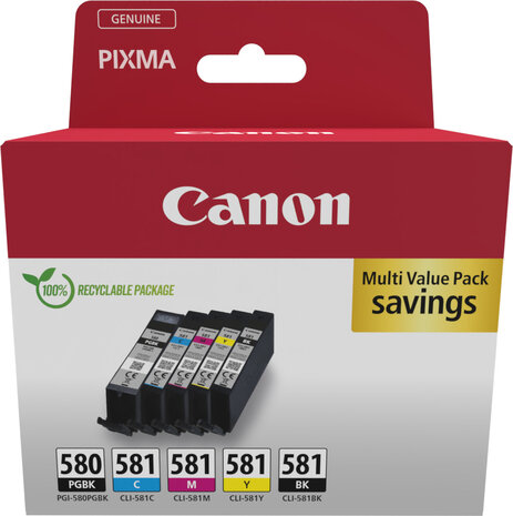 PGI-580/CLI-581 inkjetcartridges multipack (cyaan, magenta, geel en zwart)