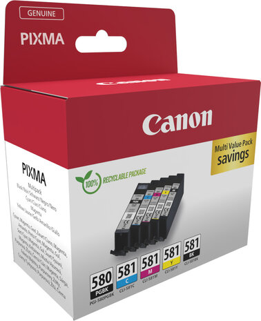 PGI-580/CLI-581 inkjetcartridges multipack (cyaan, magenta, geel en zwart)