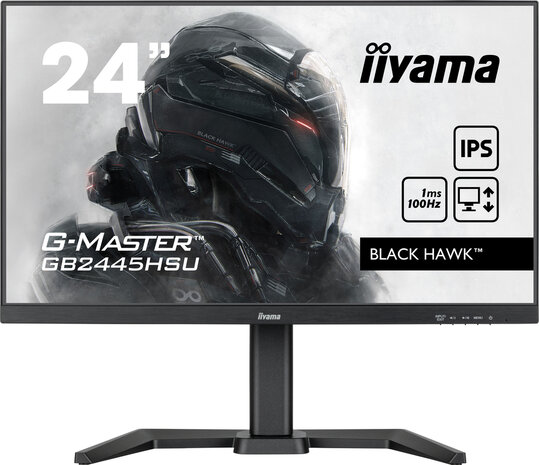 G-MASTER Black Hawk GB2445HSU-B1 LED 24&quot;, 1920 x 1080 Full HD, 100 Hz, IPS, 1300:1, 1 ms, HDMI, DisplayPort, speakers, mat zwart