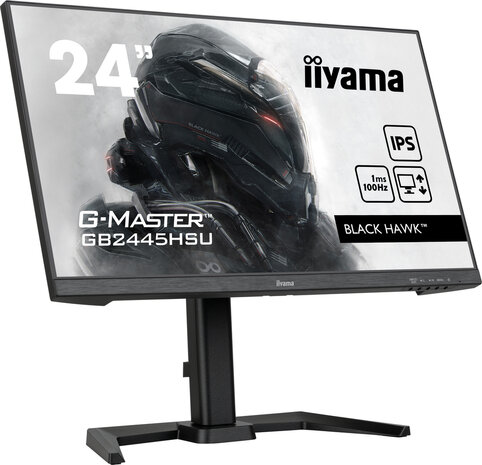 G-MASTER Black Hawk GB2445HSU-B1 LED 24&quot;, 1920 x 1080 Full HD, 100 Hz, IPS, 1300:1, 1 ms, HDMI, DisplayPort, speakers, mat zwart