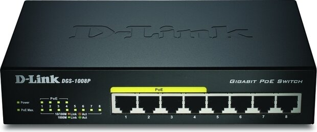 DGS-1008P/E 8-poort desktop unmanaged gigabit switch